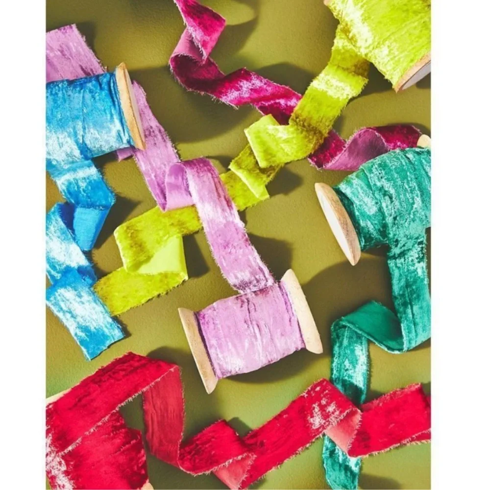 Anthropologie Velvet vintage fray ribbon Spool